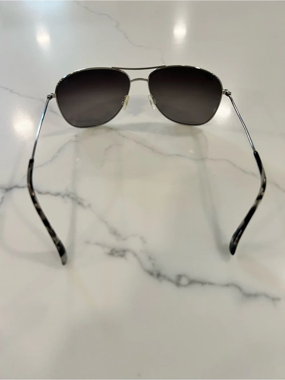 Maui Jim Silver Aviator Sunglasses with Green Lenses